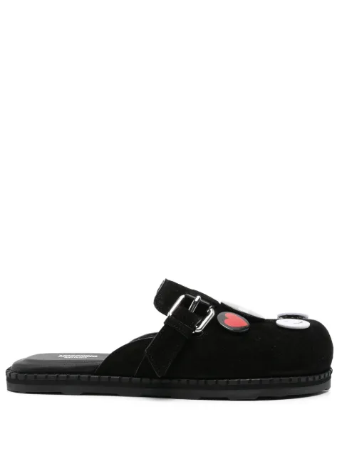 Moschino brooch-embellished slippers Black MA10252G0M