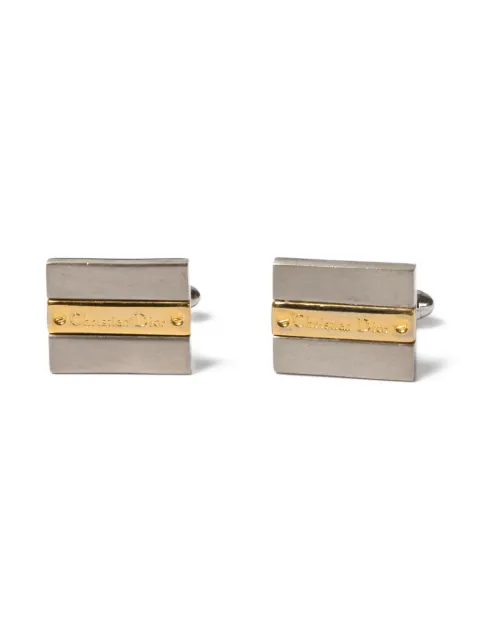 Christian Dior Pre-Owned 1980s logo-engraved cufflinks Silver 15015924
