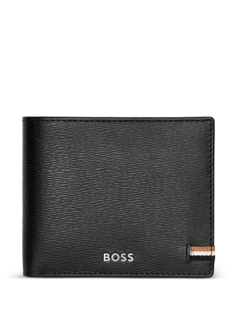 BOSS logo-print leather wallet Black HLM421A