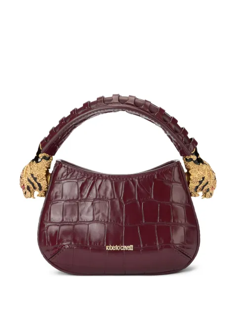 Roberto Cavalli mini Roar tiger-head crocodile-effect shoulder bag Red TWB003PZ975