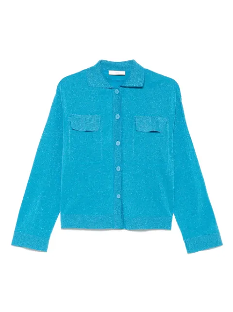 Akep lurex-detail shirt Blue GBKD09085