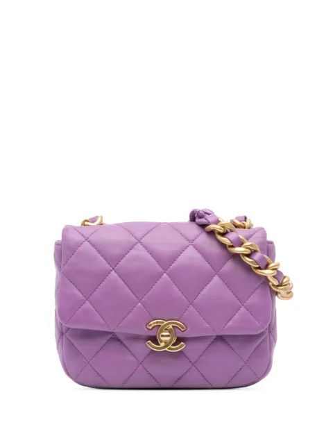 CHANEL Pre-Owned 2021-2024 Mini Quilted Lambskin Candy Chain Flap crossbody bag Purple DWLXGEL2W6M7GBI3