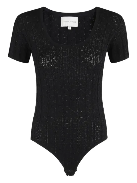 LouLou de Saison short-sleeve knitted bodysuit Black SILAS096