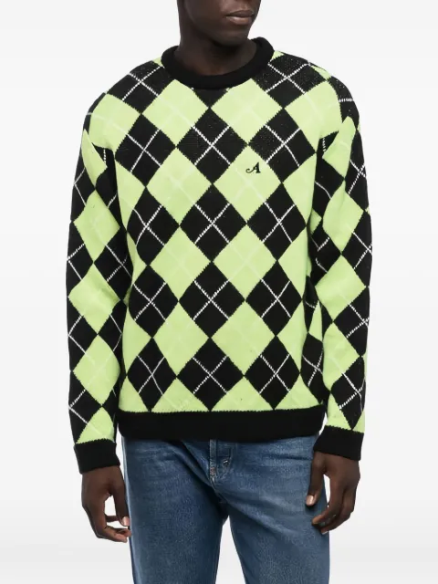 Awake NY argyle-check pattern jumper Green AWKFW23KN002