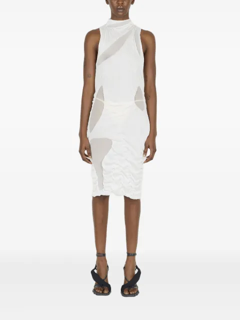 Di Petsa mesh-panel high-neck mini dress White WETLOOKKNITWEARMINIDRESS
