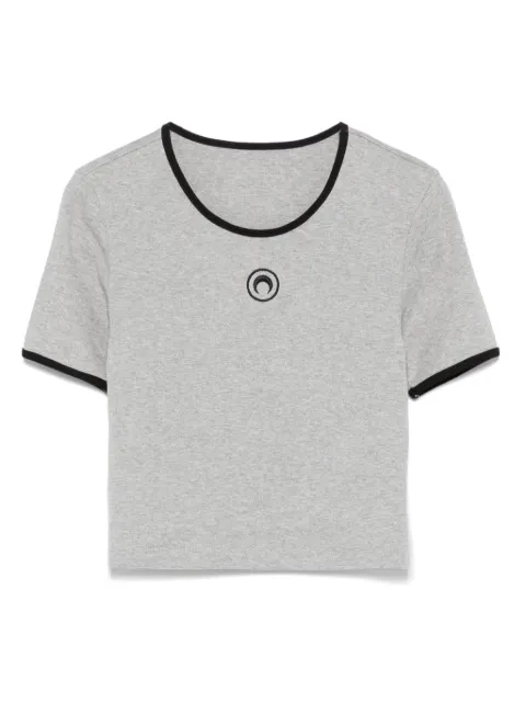 Marine Serre Moon logo ribbed jersey cropped top Grey WTO087ACJER0008