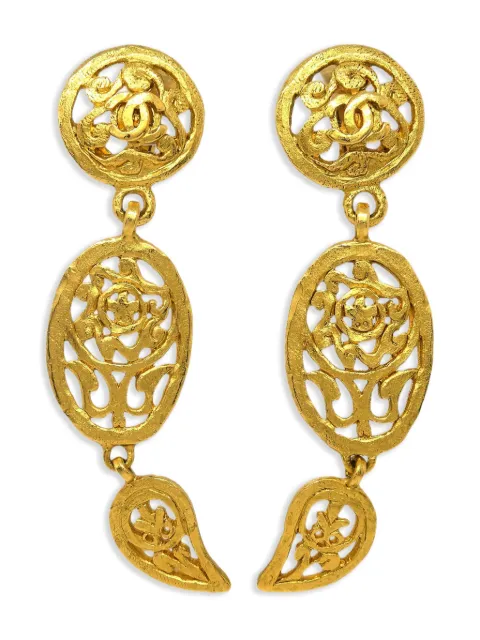 CHANEL Pre-Owned 1995 Interlocking CC earrings Gold ER115402