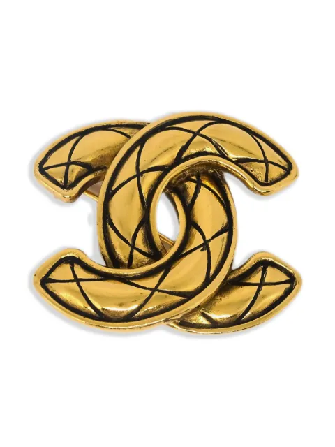 CHANEL Pre-Owned 1990-2000s quilted CC brooch Gold B134478