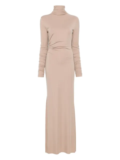 A.M.G. ruched-detailed maxi dress Brown SS25DR0525