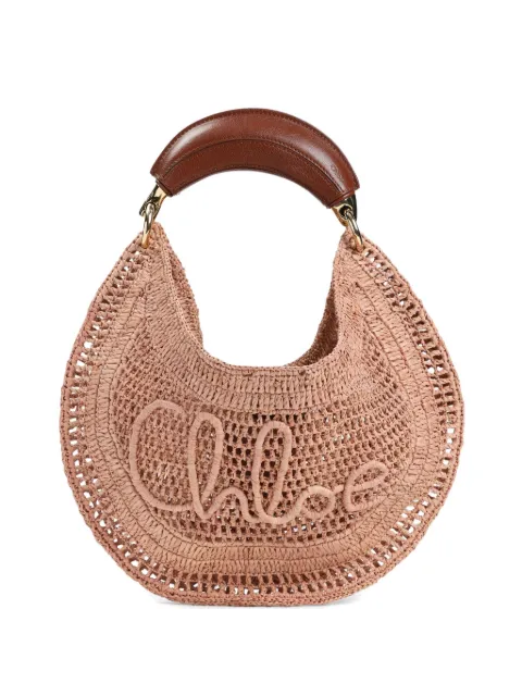 Chloé crochet-knit logo tote bag Neutrals CH25US902P08