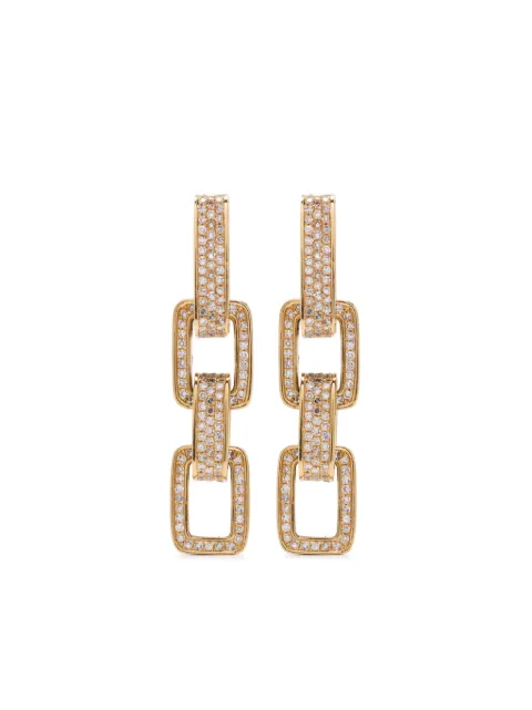 SHAY 18K yellow gold Triple Deco Link diamond drop earrings Gold SE314