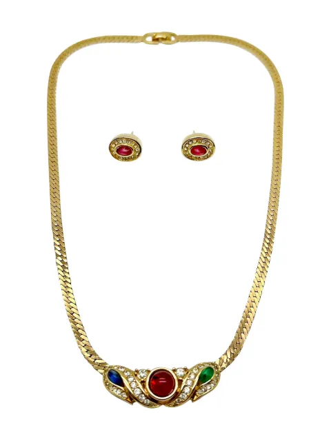 Christian Dior Pre-Owned 1980s herringbone chain necklace set Gold DIORCABSET