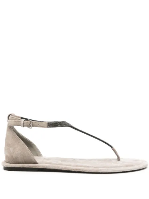 Brunello Cucinelli Monili-chain suede flat sandals Neutrals MZSFC2892C5859