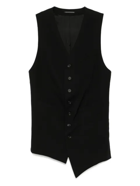 Yohji Yamamoto asymmetric wool waistcoat Black HPV08100