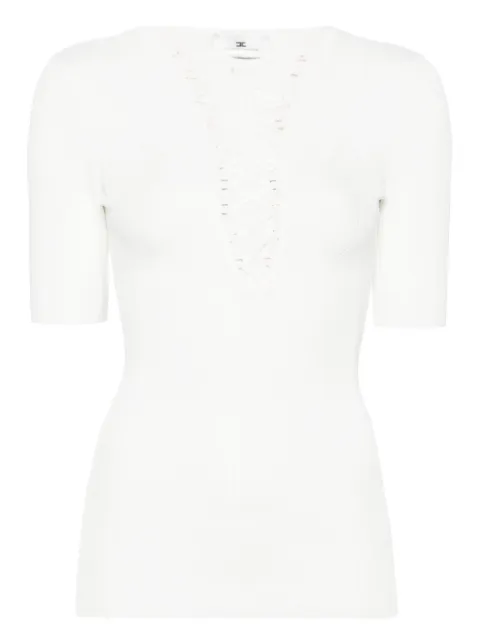 Elisabetta Franchi crossover-lace knitted top White MK57B52E2