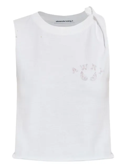 Alexander Wang logo-print cropped tank top White 4CC2251566120