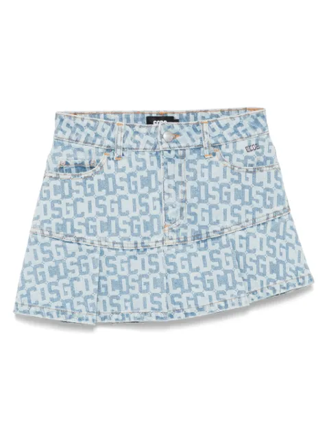 GCDS monogram denim mini skirt Blue B1CW3202DA2