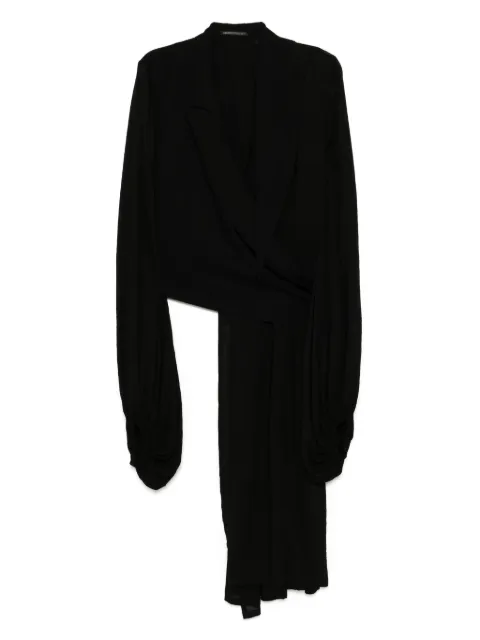 Yohji Yamamoto balloon-sleeves wrap blazer Black FPJ67804