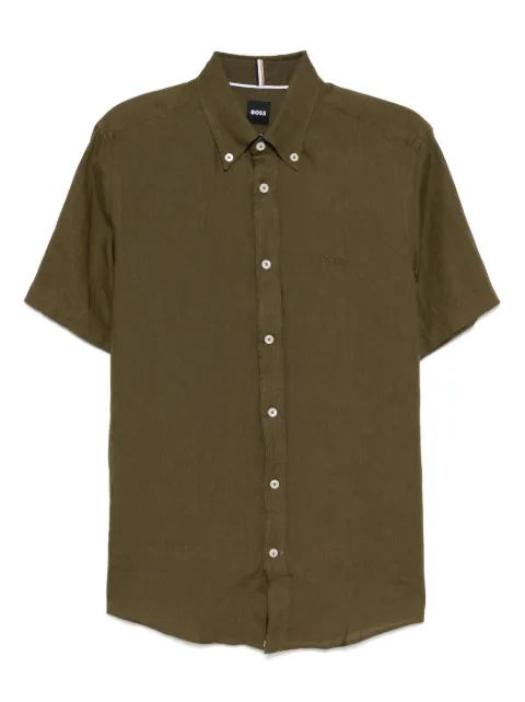 BOSS logo-embroidered shirt Green 50539352