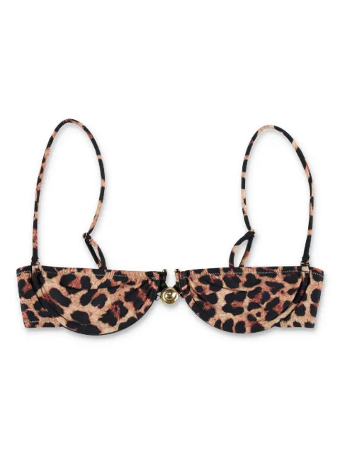 Reina Olga Hammond leopard-print bikini top Brown HAMMONDTOPG