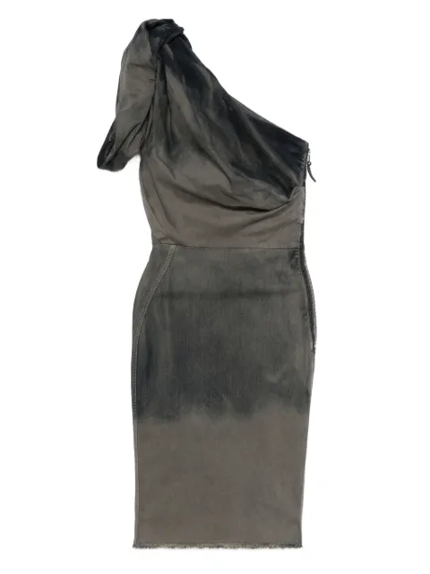 Rick Owens one-shoulder denim midi dress Grey RP02E4521SDKDEG