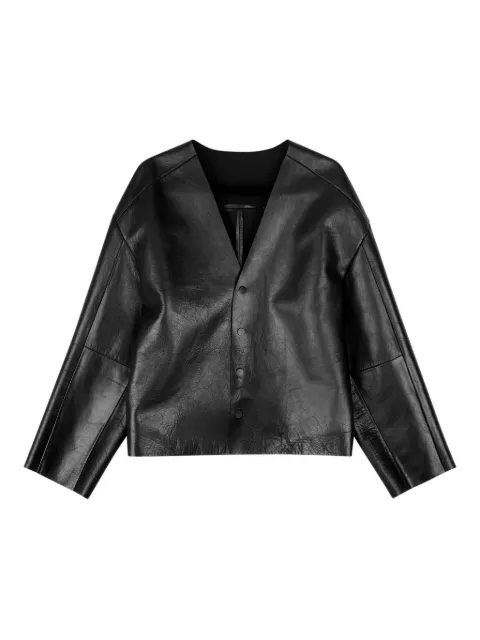 ENTIRE STUDIOS V-neck leather jacket Black ESUW2513025BL