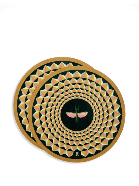 La DoubleJ Libellula-print placemats (set of two) Brown PMT0032CRK001LIB03YE03