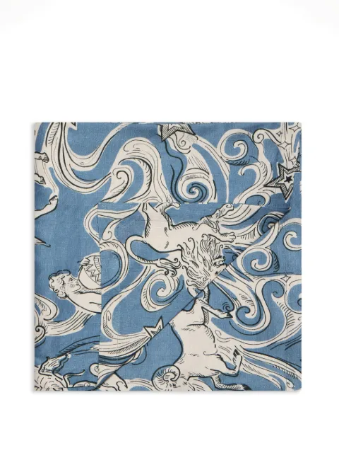 La DoubleJ large Cosmos linen tablecloth Blue TBC0018LIN008COS02BU01