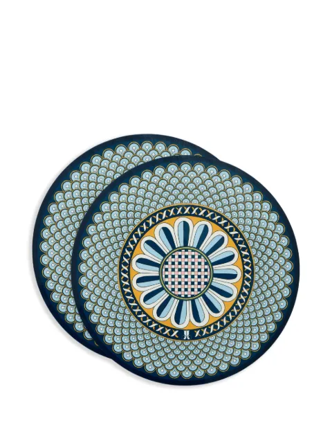 La DoubleJ Napoli-print placemats (set of two) Blue PMT0032CRK001NAP04BU04