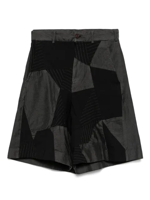 Black Comme Des Garçons Gabardine patchwork shorts Black 1OP013052