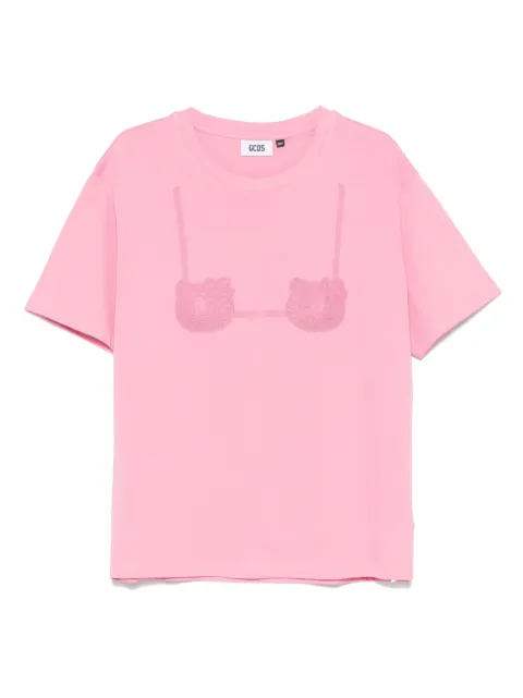 GCDS x Hello Kitty printed-bra T-shirt Pink B1HW2322JH9