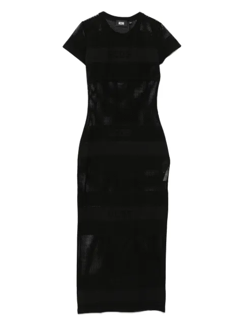 GCDS logo net maxi dress Black B1CW1205JI7