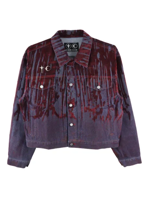 THUG CLUB lazered denim jacket Red TC25JK1201