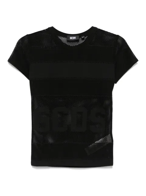 GCDS logo net T-shirt Black B1CW2323JI7