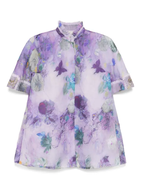 SHIATZY CHEN Mandarin-collar printed shirt Purple 152196
