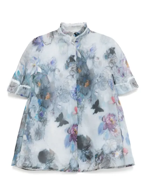 SHIATZY CHEN Mandarin-collar printed shirt Grey 152196