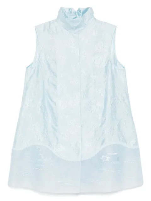 SHIATZY CHEN Mandarin-collar jacquard vest jacket Blue 152134