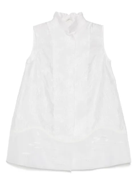 SHIATZY CHEN Mandarin-collar jacquard vest jacket White 152134