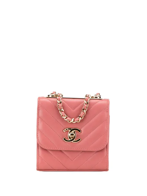 CHANEL Pre-Owned 2019 Mini Chevron Lambskin Trendy CC Chain Wallet crossbody bag Pink OKLAQ9IFINGZ0W80