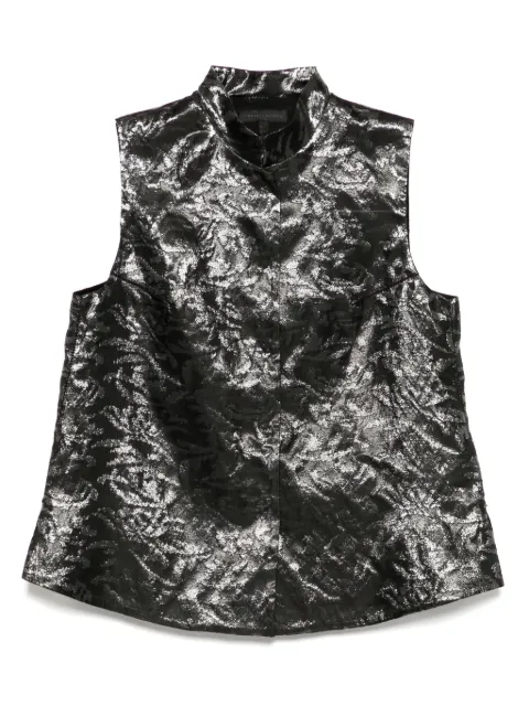 SHIATZY CHEN Mandarin-collar jacquard vest Black 152364