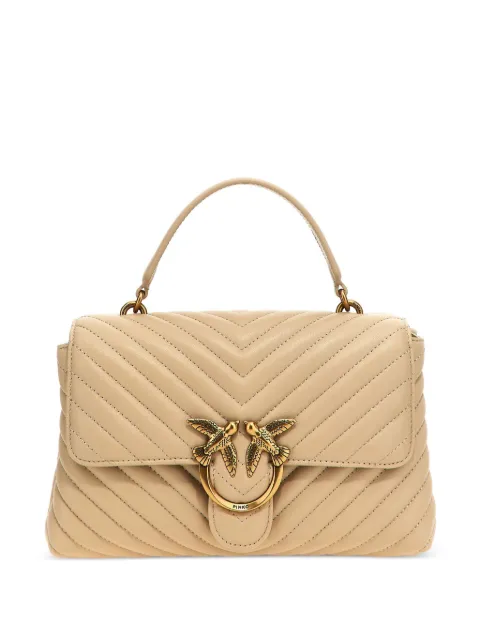 PINKO Lady Love Bag Puff medium handbag in chevron nappa leather Brown 100043A0GK
