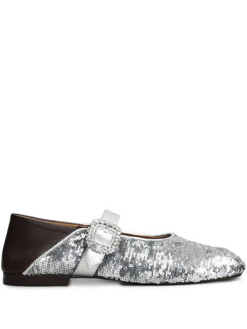 Wales Bonner sequin-embellished ballerina shoes Silver WBW44011A21090
