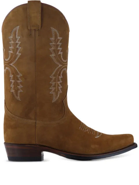 Notabene Diego embroidered suede cowboy boots Brown DIEGO