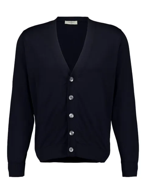 Piacenza Cashmere v-neck cotton cardigan Blue 11920COS85F26570