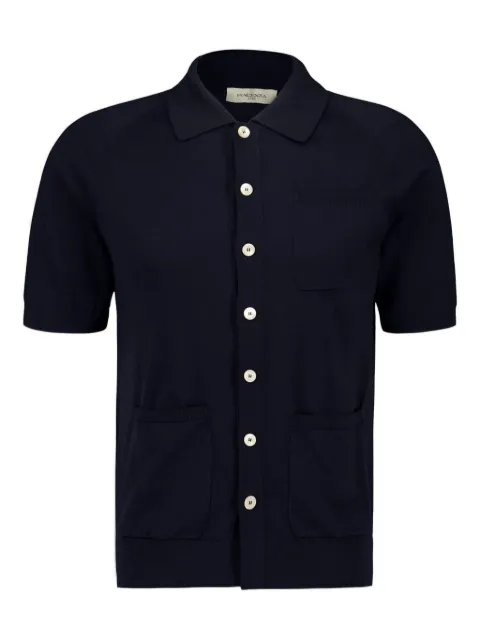 Piacenza Cashmere patch-pocket short-sleeve shirt Blue 10911COS85F26570