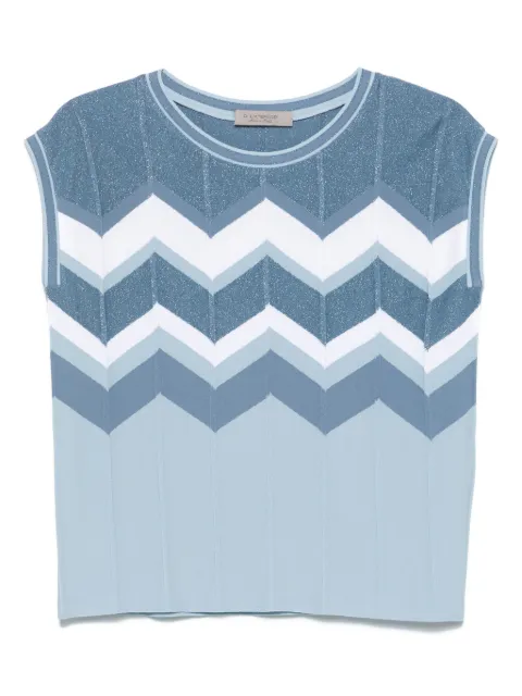 D.Exterior chevron-knit vest Blue 60125