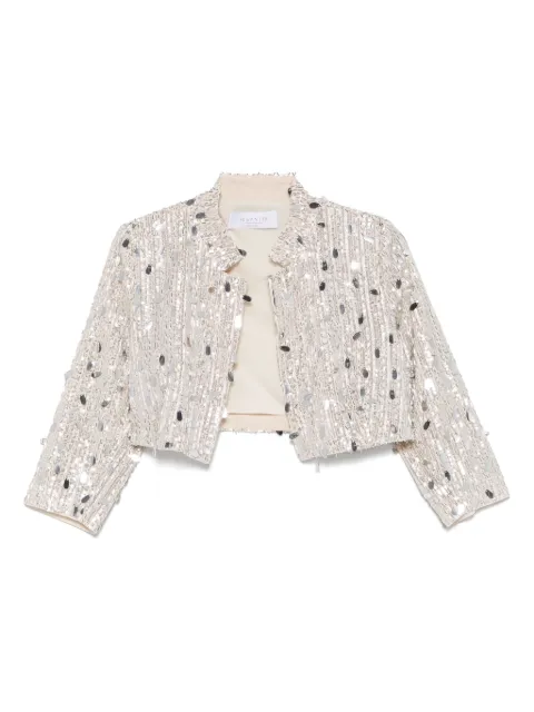 DE SANTIS sequin-embellished cropped jacket Silver GC615