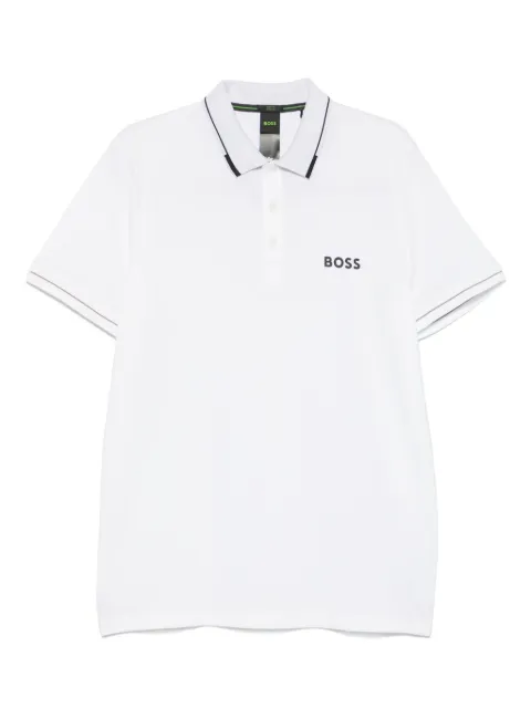 BOSS contrast-logo polo shirt in a slim fit White 50506203