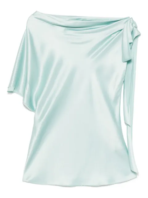 SHIATZY CHEN pearl-accent bow top Blue 152401