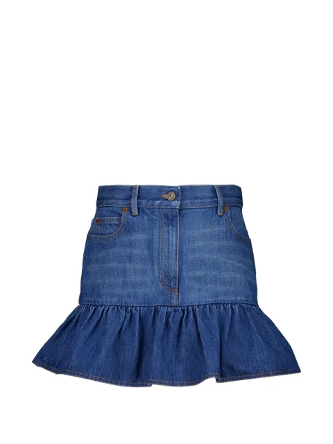 Valentino Garavani ruffled denim mini skirt Blue BDD20L9KH